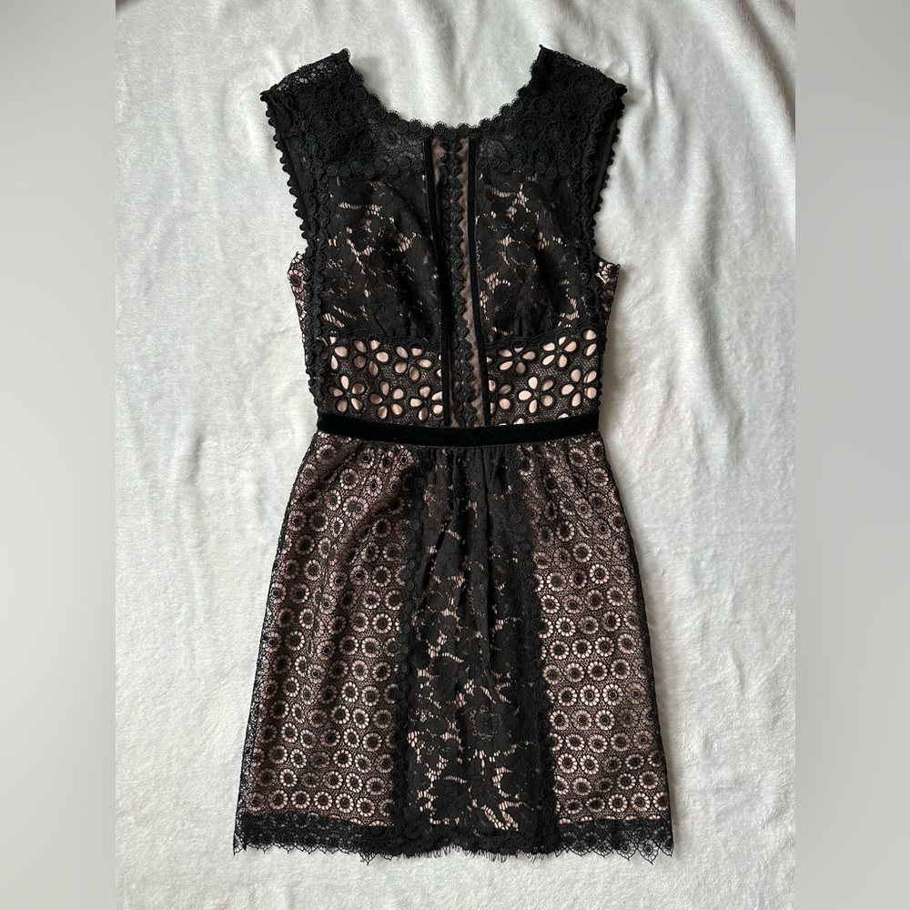 Boutique Moschino Floral Lace Sleeveless Dress in Black/Nude - Size 4 Aeffe NWT